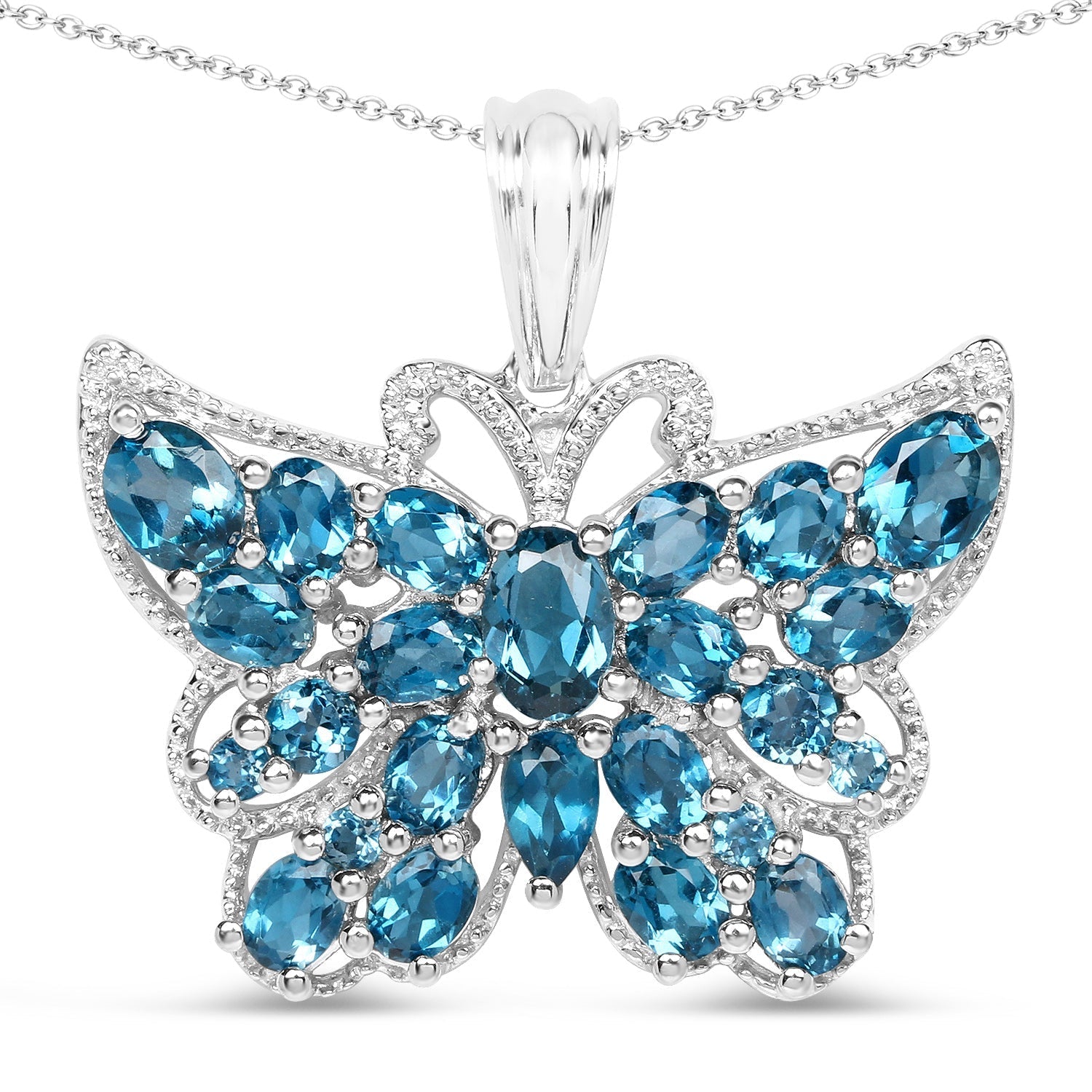 4.81 Carat Genuine London Blue Topaz .925 Sterling Silver Pendant Bids.com