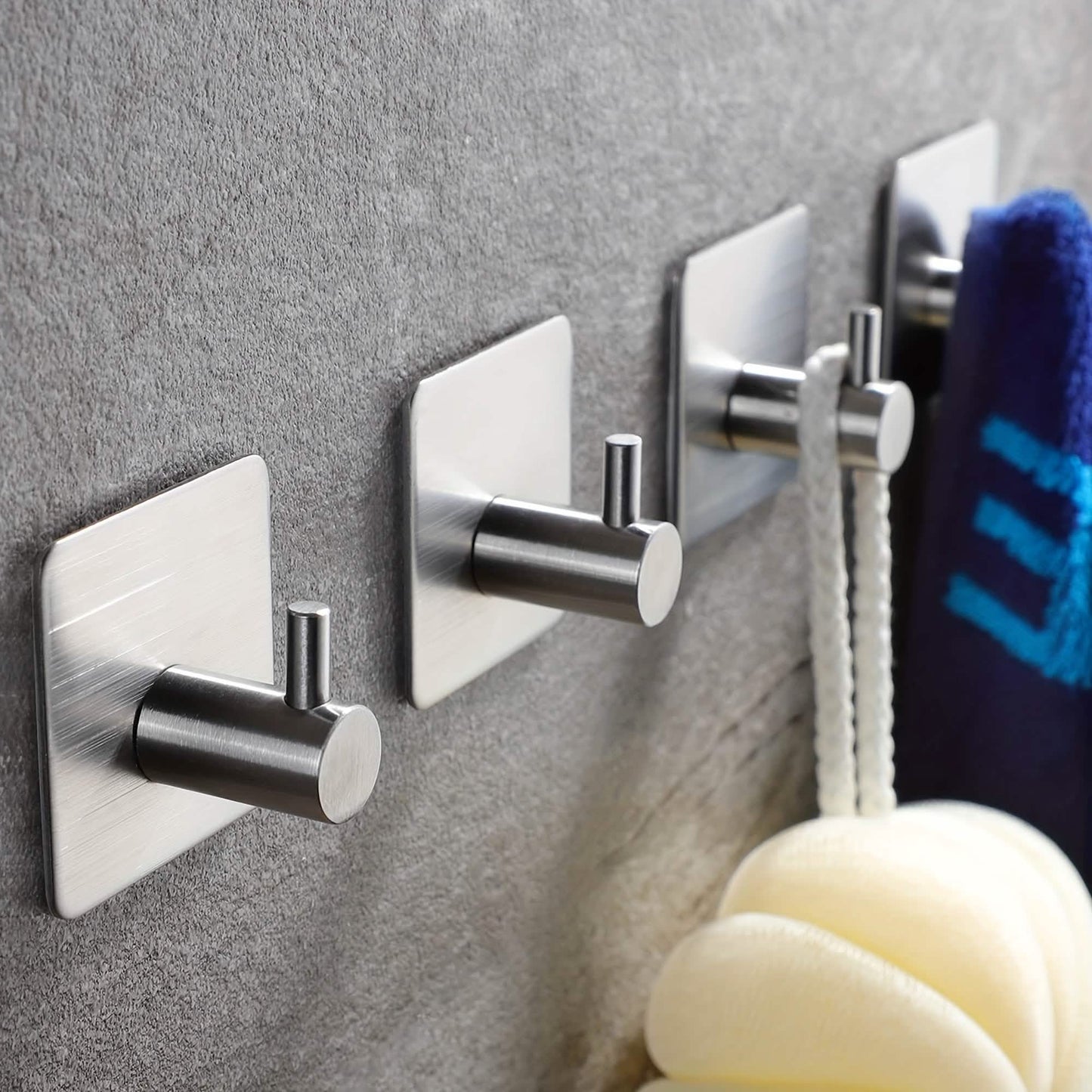 4-Pack Heavy Duty Stick Hooks – Stainless Steel, Waterproof, Wall Mount DailySale