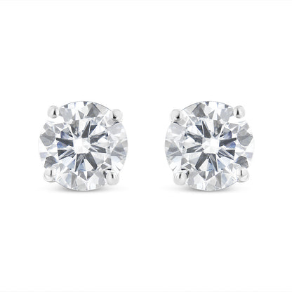 14K White Gold 1-1/2 Cttw Round Brilliant-Cut Diamond Classic 4-Prong Stud Earrings with Screw Backs (H-I Color, I1-I2 Clarity) Bids.com