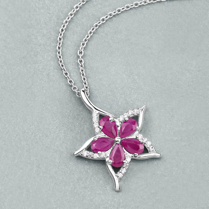 1.37 Carat Genuine Ruby and White Zircon .925 Sterling Silver Pendant Bids.com