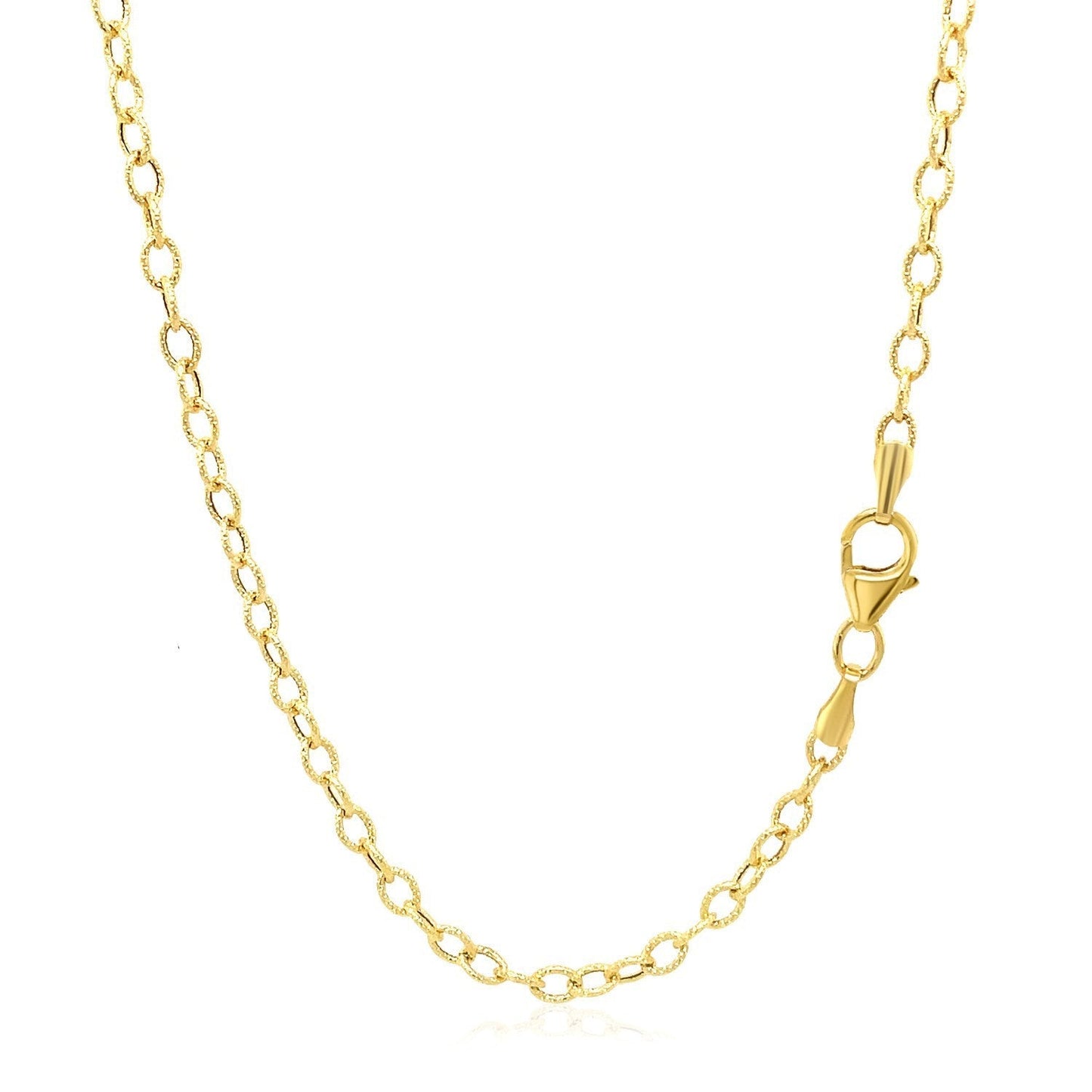 2.5mm 14k Yellow Gold Pendant Chain with Textured Links Bids.com