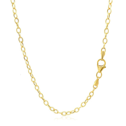 2.5mm 14k Yellow Gold Pendant Chain with Textured Links Bids.com