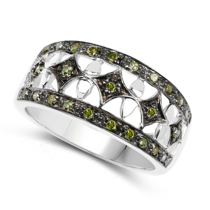 0.32 Carat Genuine Green Diamond .925 Sterling Silver Ring Bids.com