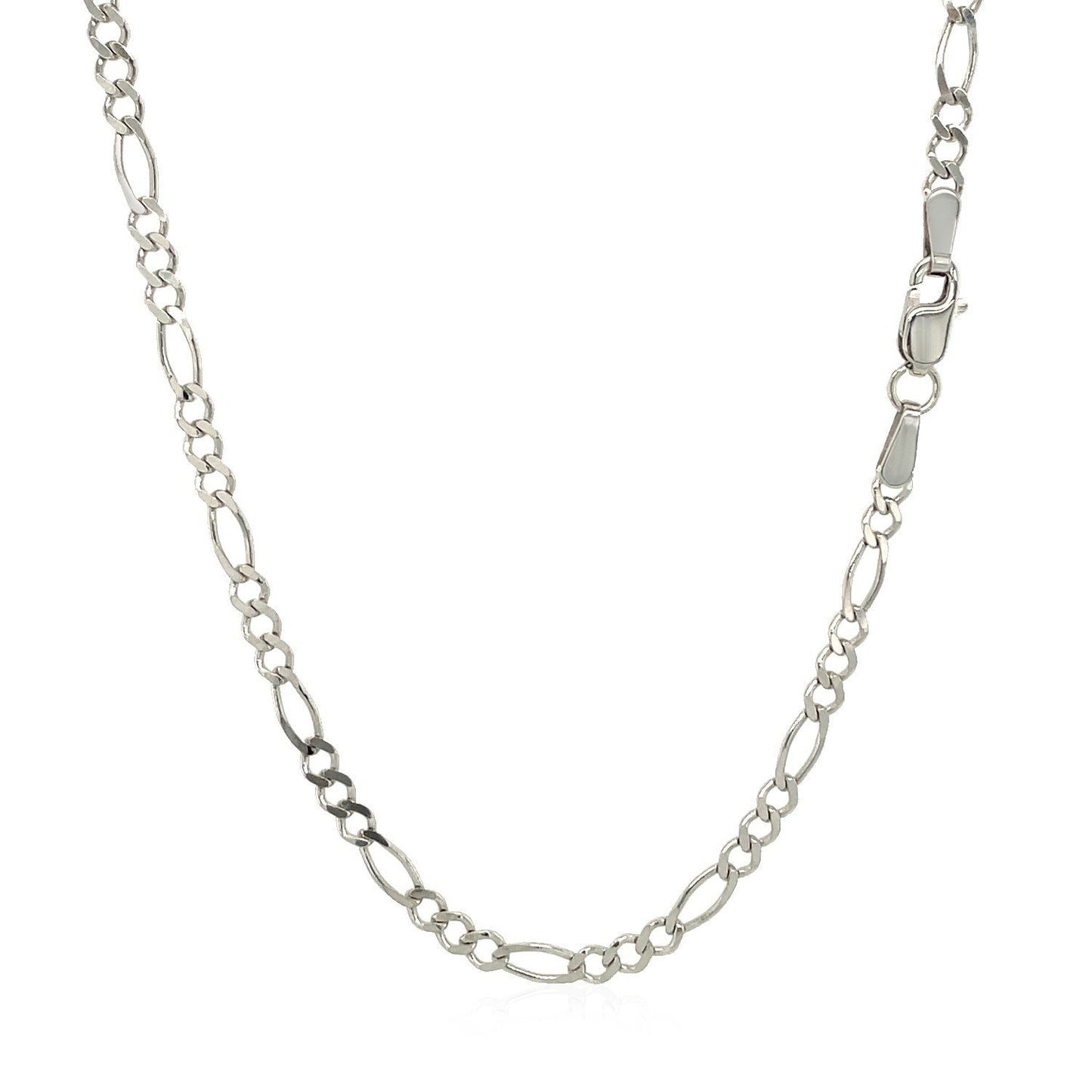 2.6mm 14k White Gold Solid Figaro Chain Bids.com