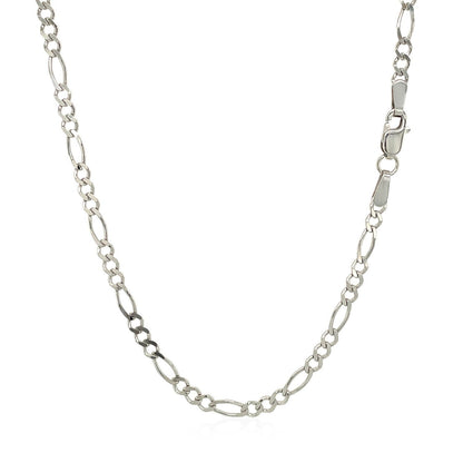 2.6mm 14k White Gold Solid Figaro Chain Bids.com