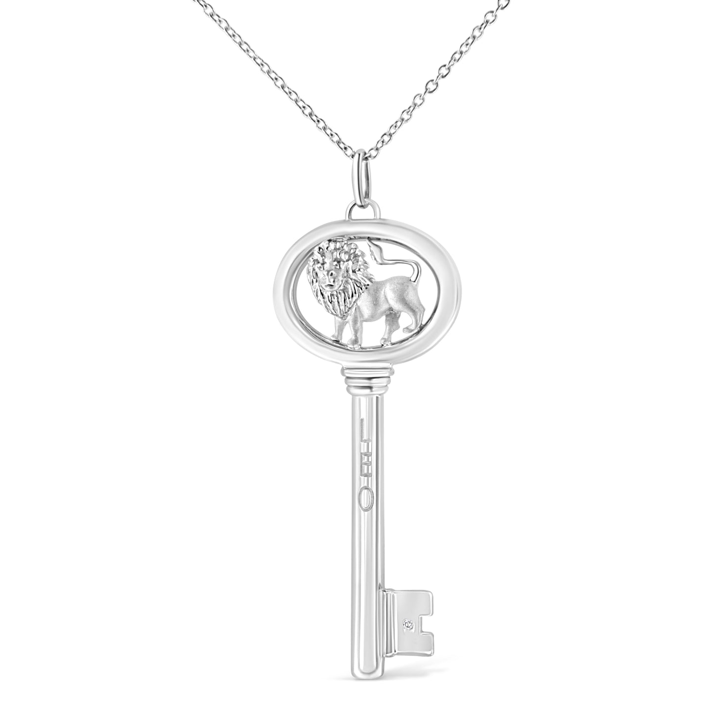 .925 Sterling Silver Diamond Accent Virgo Zodiac Key 18" Pendant Necklace (K-L Color, I1-I2 Clarity) Bids.com