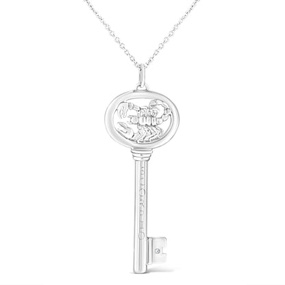 .925 Sterling Silver Diamond Accent Virgo Zodiac Key 18" Pendant Necklace (K-L Color, I1-I2 Clarity) Bids.com