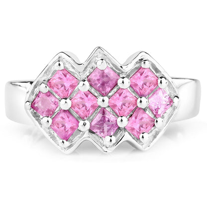 1.20 Carat Genuine Pink Sapphire .925 Sterling Silver Ring Bids.com