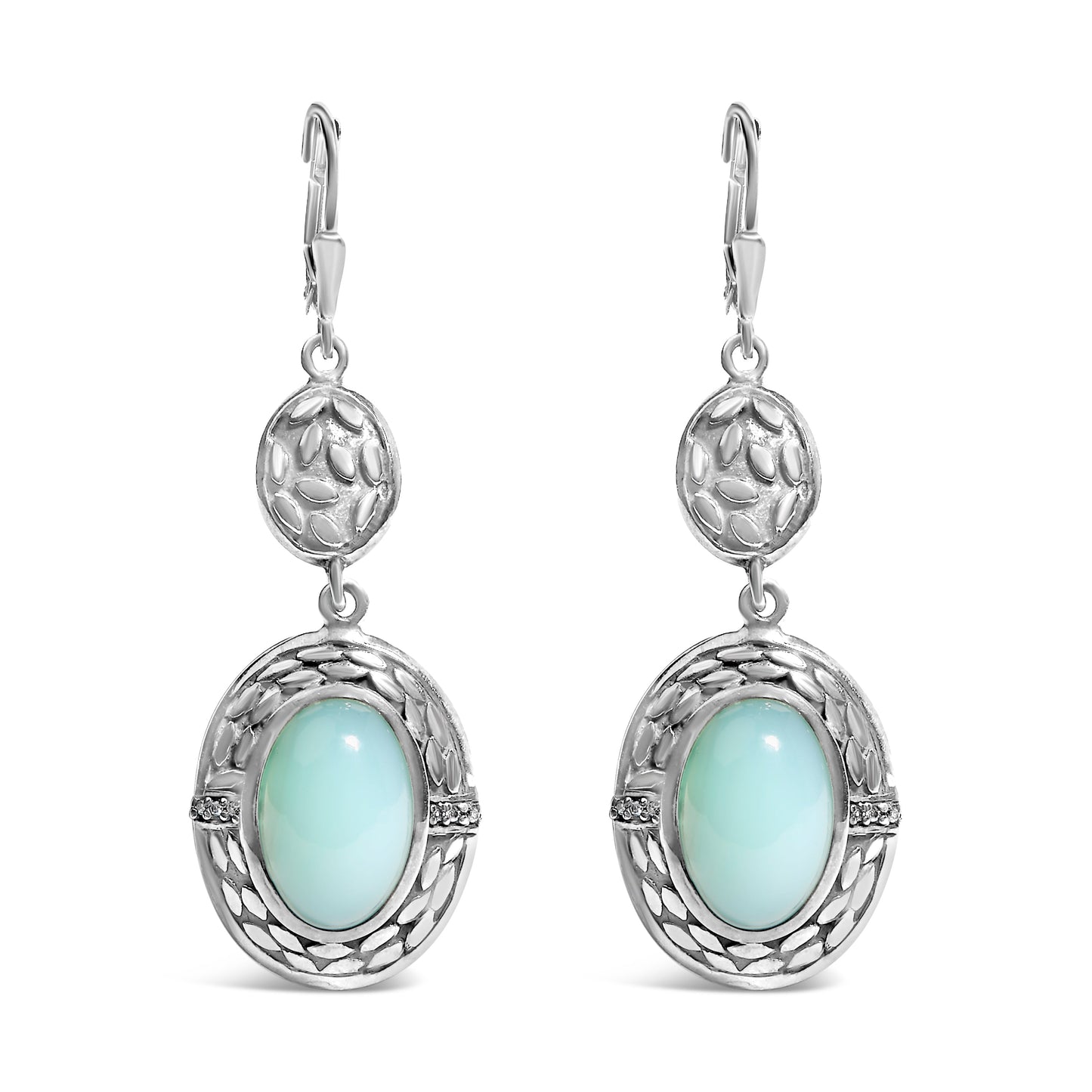 .925 Sterling Silver Chalcedony Diamond Accent Drop and Dangle Earring (K-L Color, I1-I2 Clarity) Bids.com