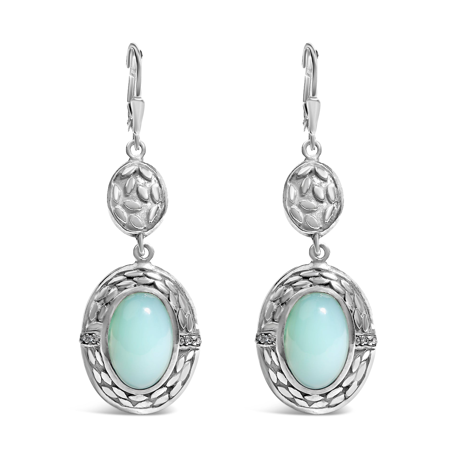 .925 Sterling Silver Chalcedony Diamond Accent Drop and Dangle Earring (K-L Color, I1-I2 Clarity) Bids.com