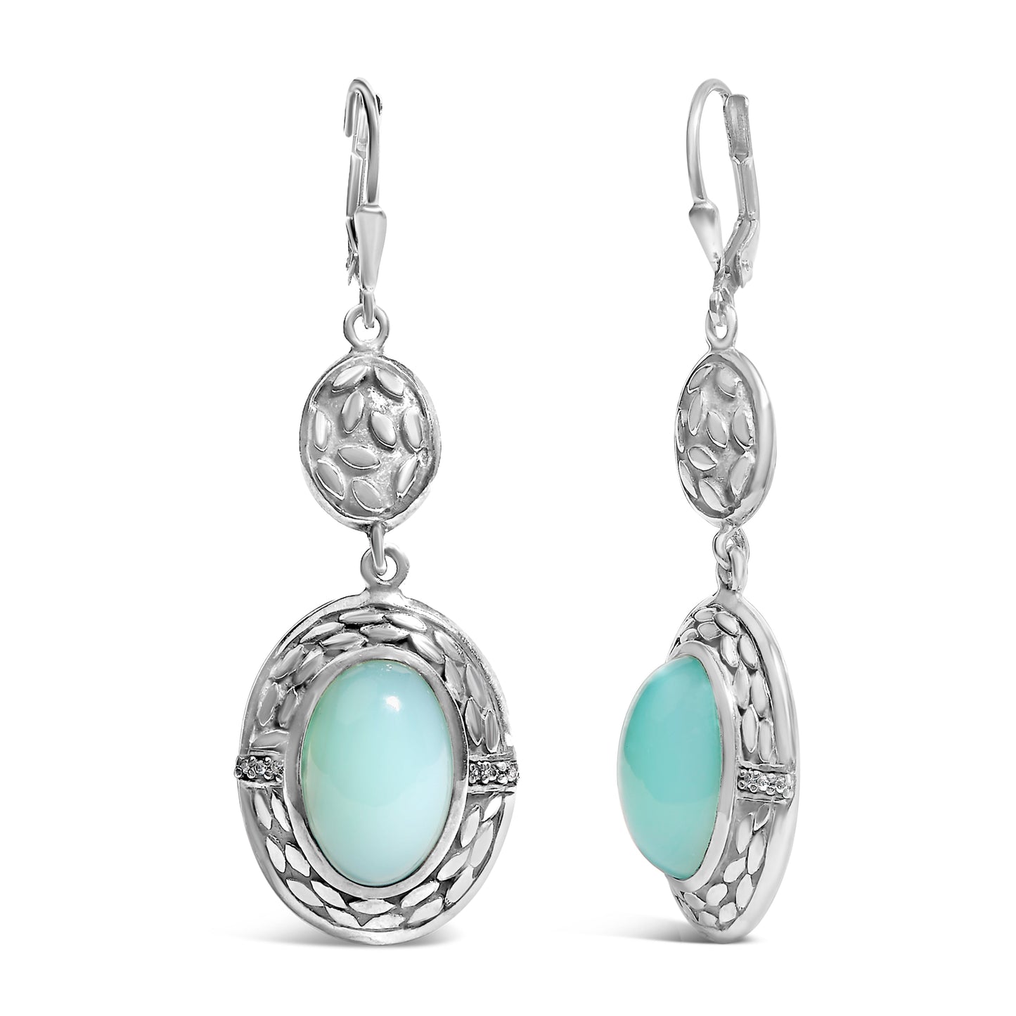 .925 Sterling Silver Chalcedony Diamond Accent Drop and Dangle Earring (K-L Color, I1-I2 Clarity) Bids.com