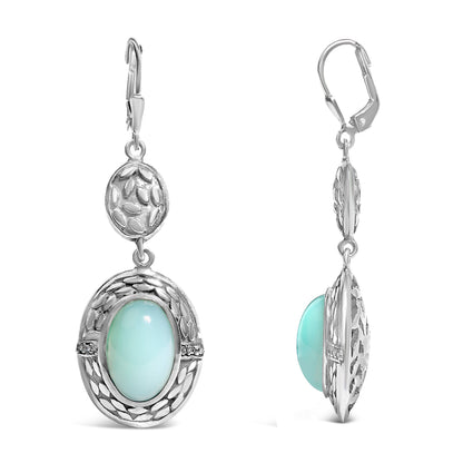 .925 Sterling Silver Chalcedony Diamond Accent Drop and Dangle Earring (K-L Color, I1-I2 Clarity) Bids.com