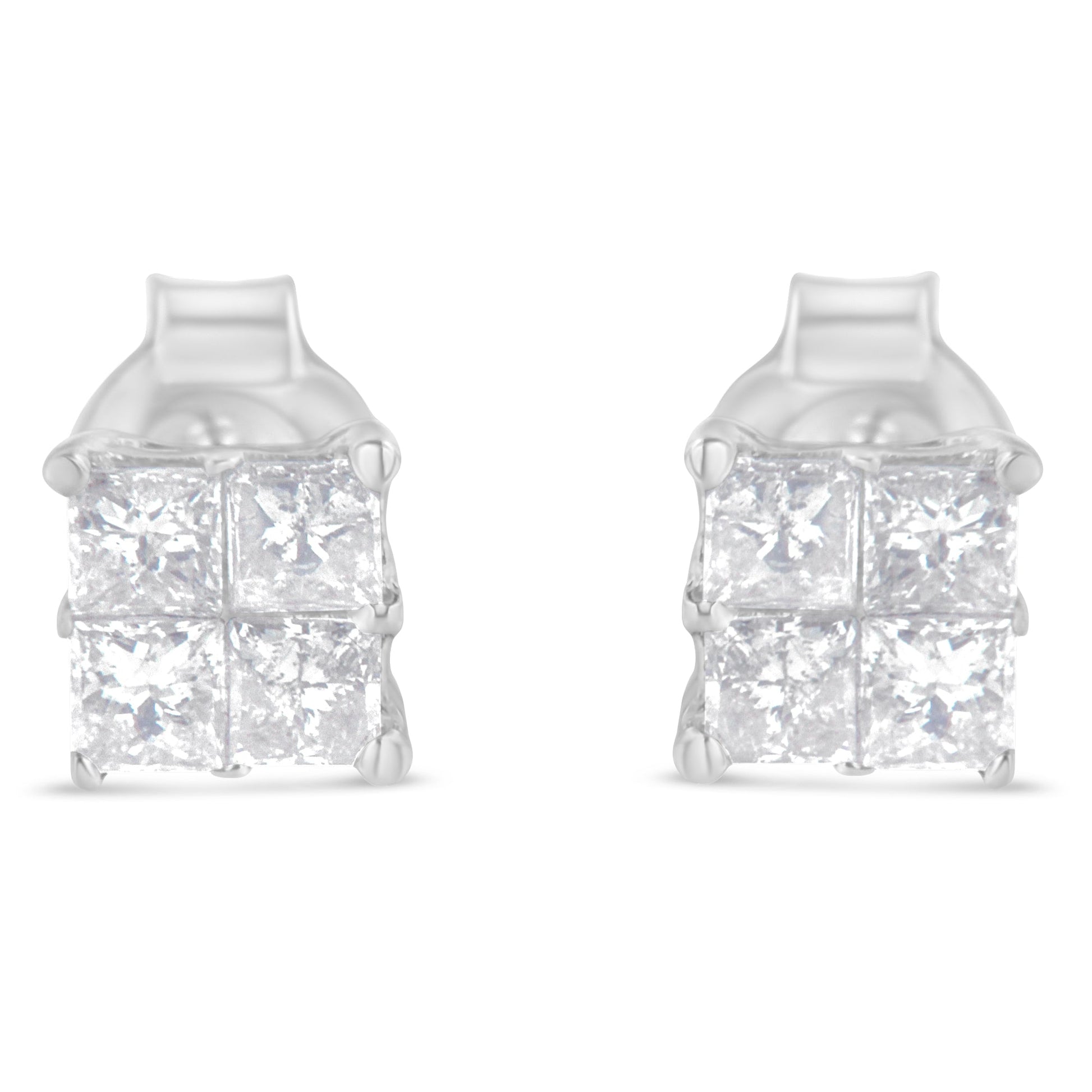 10K White Gold Diamond Stud Earrings (3/4 cttw, H-I Color, SI2-I1 Clarity) Bids.com