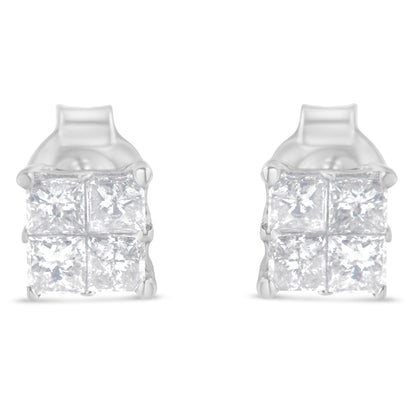 10K White Gold Diamond Stud Earrings (3/4 cttw, H-I Color, SI2-I1 Clarity) Bids.com