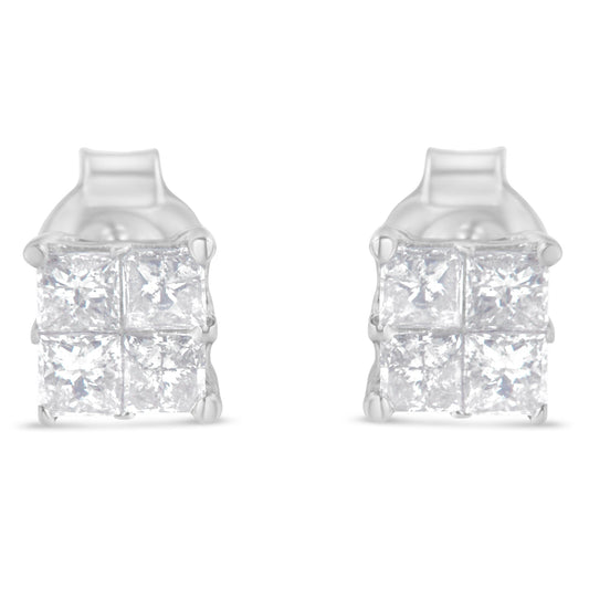 10K White Gold Diamond Stud Earrings (3/4 cttw, H-I Color, SI2-I1 Clarity) Bids.com