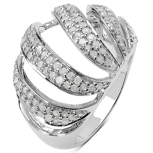 0.98 Carat Genuine White Diamond .925 Sterling Silver Ring Bids.com