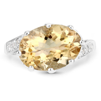 4.63 Carat Genuine Citrine and White Topaz .925 Sterling Silver Ring Bids.com