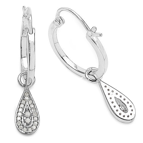 0.28 Carat Genuine White Diamond .925 Sterling Silver Earrings Bids.com