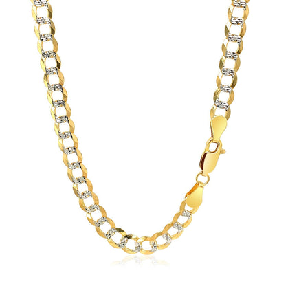 5.7mm 14k Two Tone Gold Pave Curb Chain Bids.com