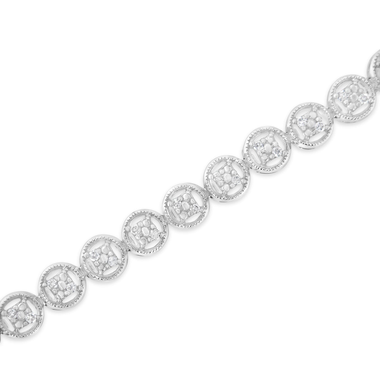 14K Rose Gold Over .925 Sterling Silver 1/4 Cttw Diamond 7" Open Circle Wheel Link Tennis Bracelet (I-J Color, I2-I3 Clarity) Bids.com