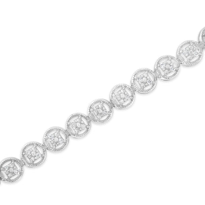 14K Rose Gold Over .925 Sterling Silver 1/4 Cttw Diamond 7" Open Circle Wheel Link Tennis Bracelet (I-J Color, I2-I3 Clarity) Bids.com