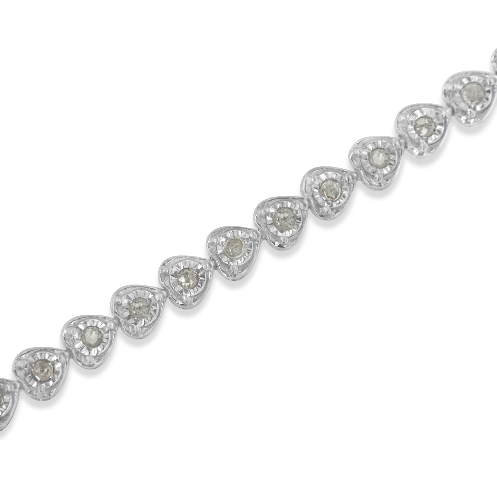 .925 Sterling Silver 1.0 Cttw Miracle Set Diamond Heart-Link 7" Tennis Bracelet (I-J Color, I2-I3 Clarity) Bids.com