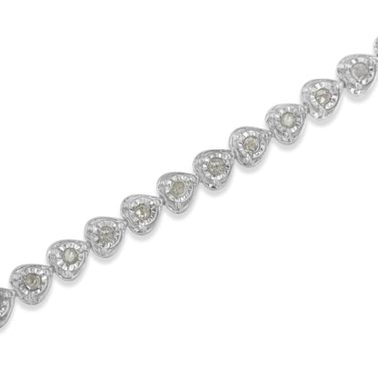 .925 Sterling Silver 1.0 Cttw Miracle Set Diamond Heart-Link 7" Tennis Bracelet (I-J Color, I2-I3 Clarity) Bids.com