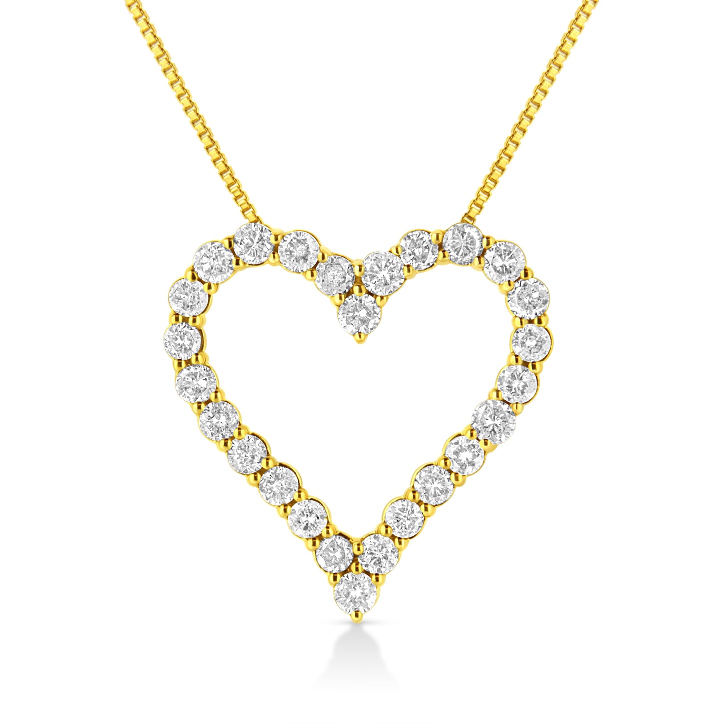14K Yellow Gold Plated .925 Sterling Silver 2.00 Cttw Shared Prong-Set Round Brilliant-Cut Diamond Open Heart 18" Pendant Necklace (K-L Color, I2-I3 Clarity) Bids.com