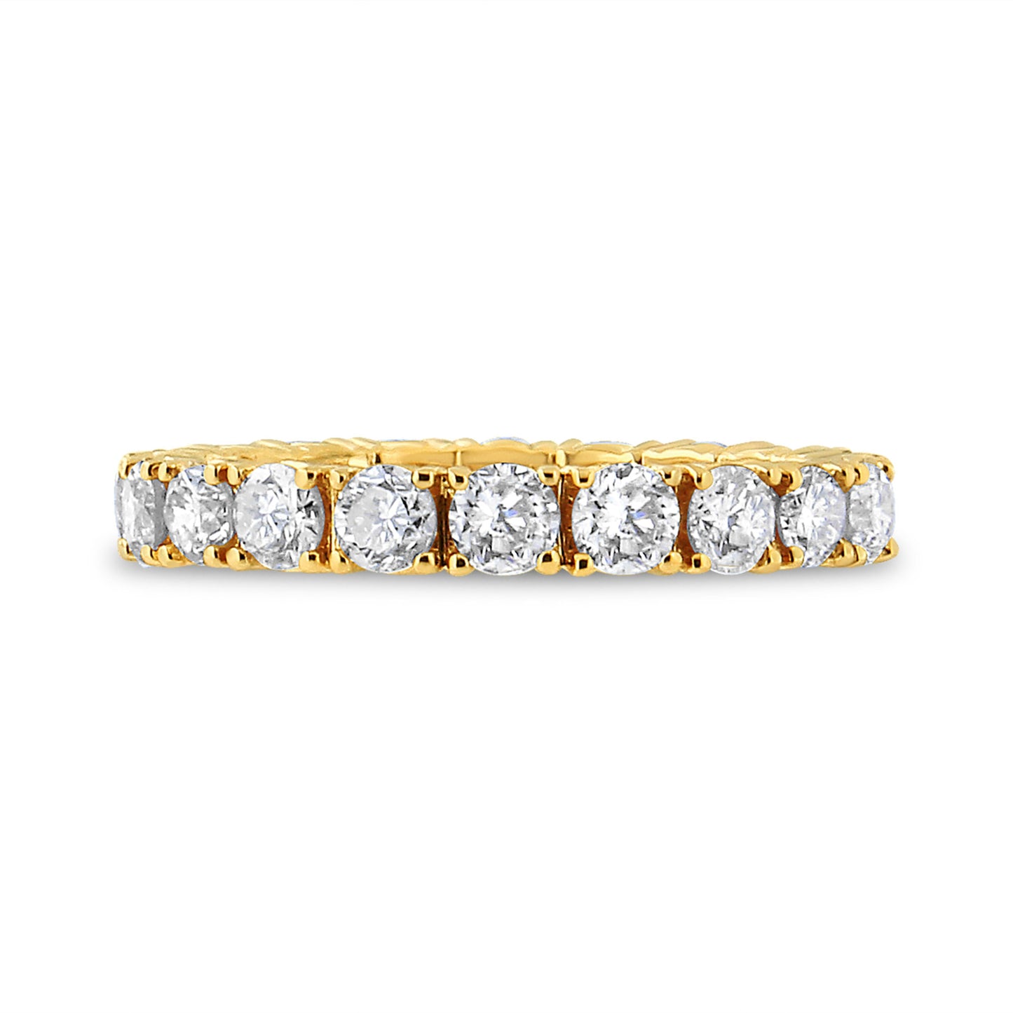 14K Yellow Gold 2.00 Cttw Shared Prong Set Round Cut Diamond Eternity Band (J-K Color, VS1-VS2 Clarity) - Ring Size 6.75 Bids.com