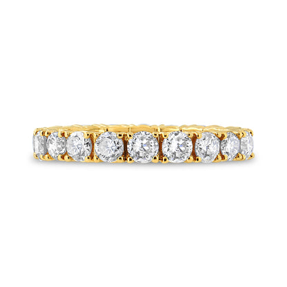 14K Yellow Gold 2.00 Cttw Shared Prong Set Round Cut Diamond Eternity Band (J-K Color, VS1-VS2 Clarity) - Ring Size 6.75 Bids.com