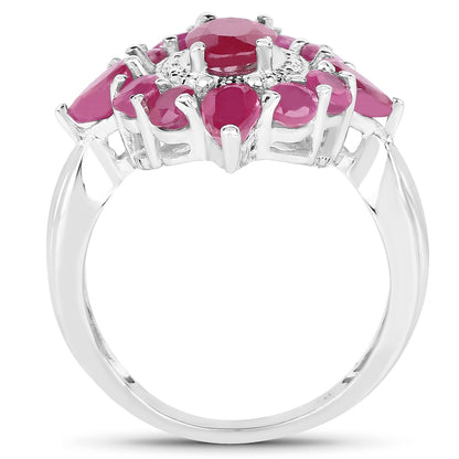 3.04 Carat Glass Filled Ruby .925 Sterling Silver Ring Bids.com