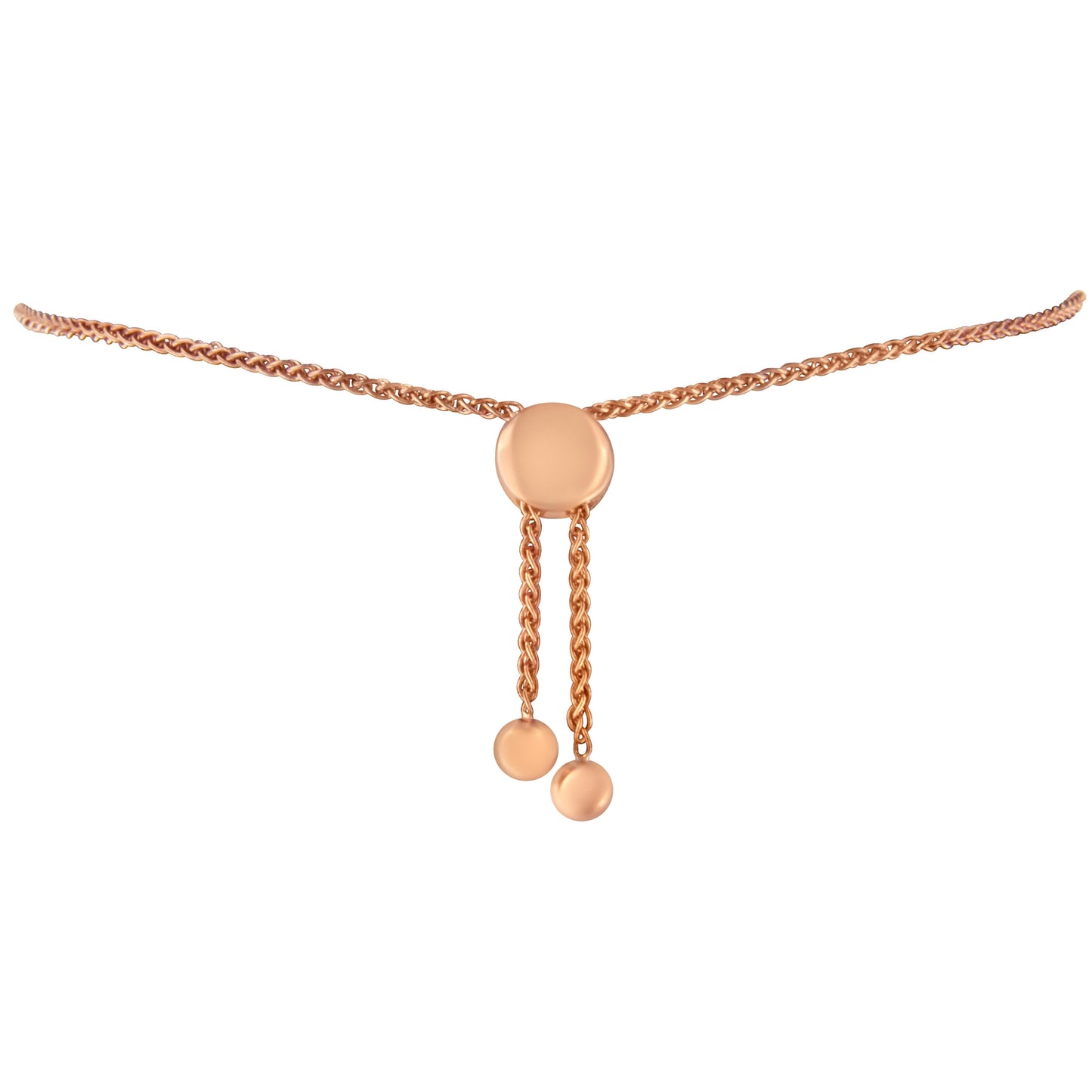 14K Rose Gold Plated .925 Sterling Silver Diamond Accent Circle and Heart Link Adjustable 6â€-10â€ Bolo Bracelet (I-J Color, I3 Clarity) Bids.com