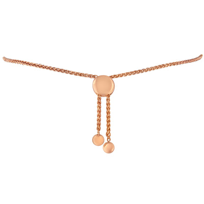 14K Rose Gold Plated .925 Sterling Silver Diamond Accent Circle and Heart Link Adjustable 6â€-10â€ Bolo Bracelet (I-J Color, I3 Clarity) Bids.com