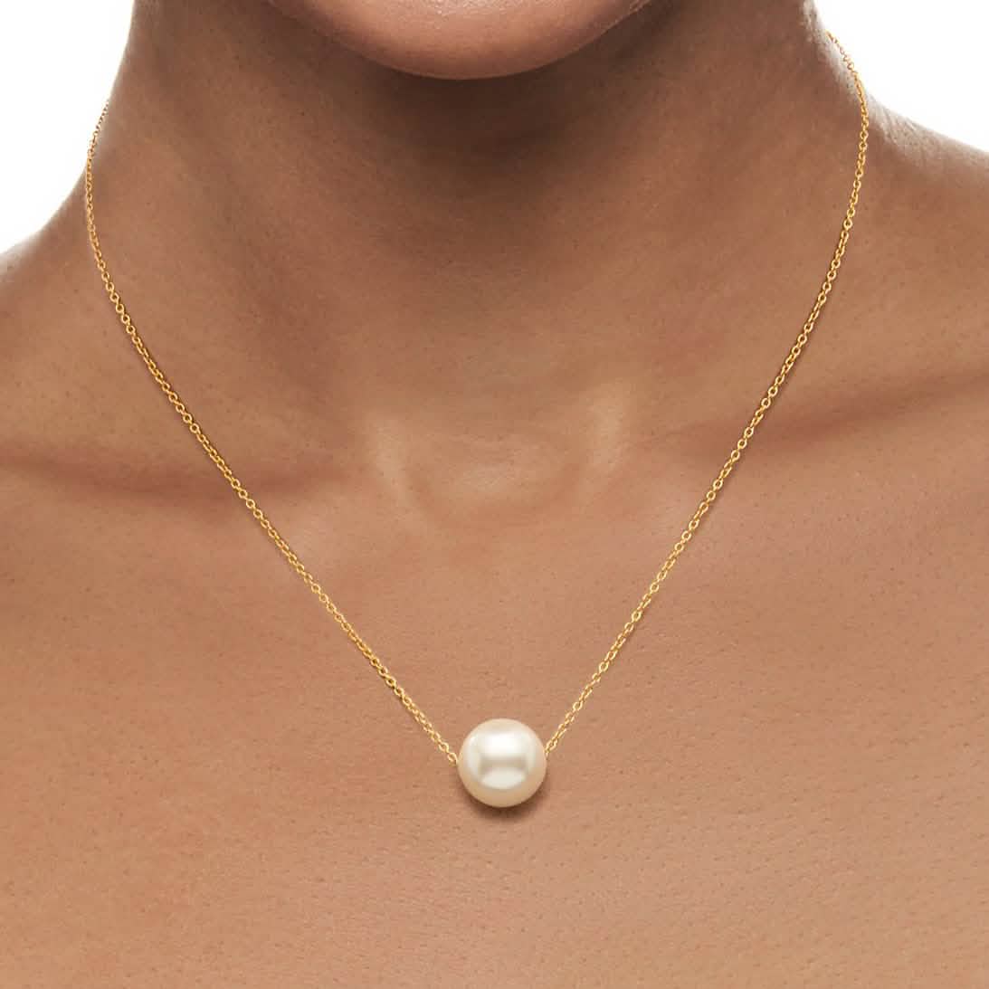 Women’s Minimalist White Pearl Beaded Necklace – Elegant Statement Chain DailySale