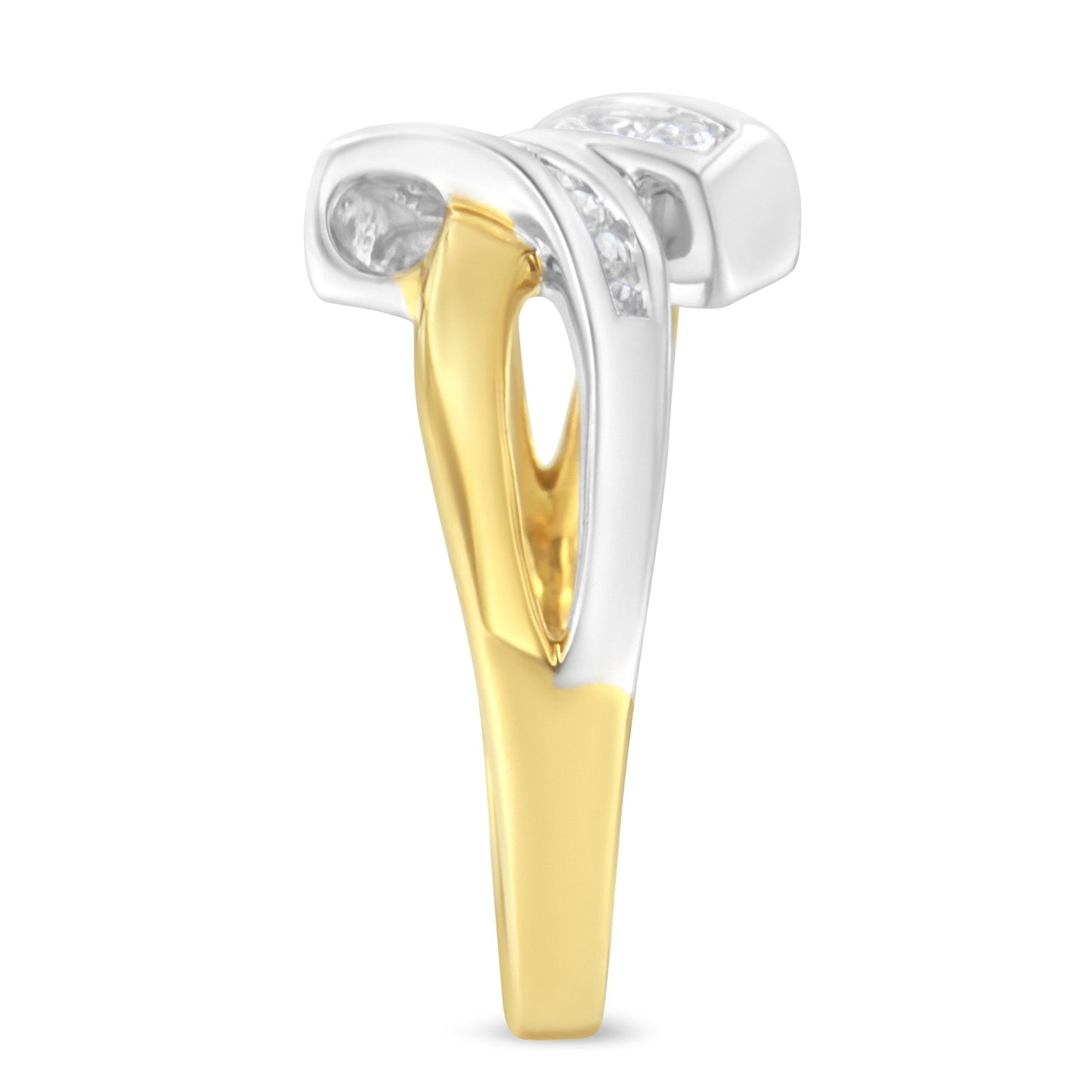 10K Two Toned Channel-Set Diamond Bypass Ring (1/4 cttw, I-J Color, I2 Clarity) Bids.com
