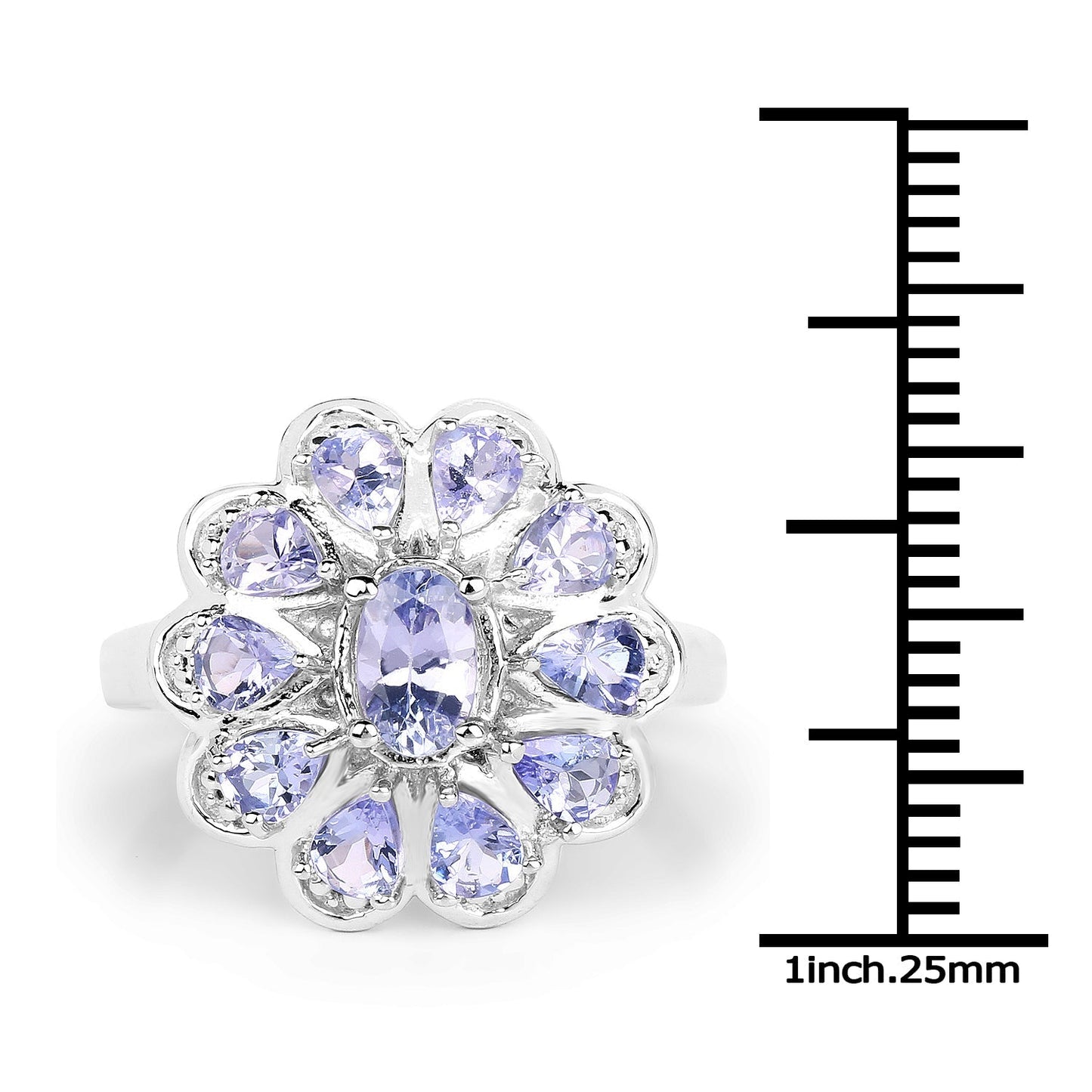 1.84 Carat Genuine Tanzanite .925 Sterling Silver Ring Bids.com