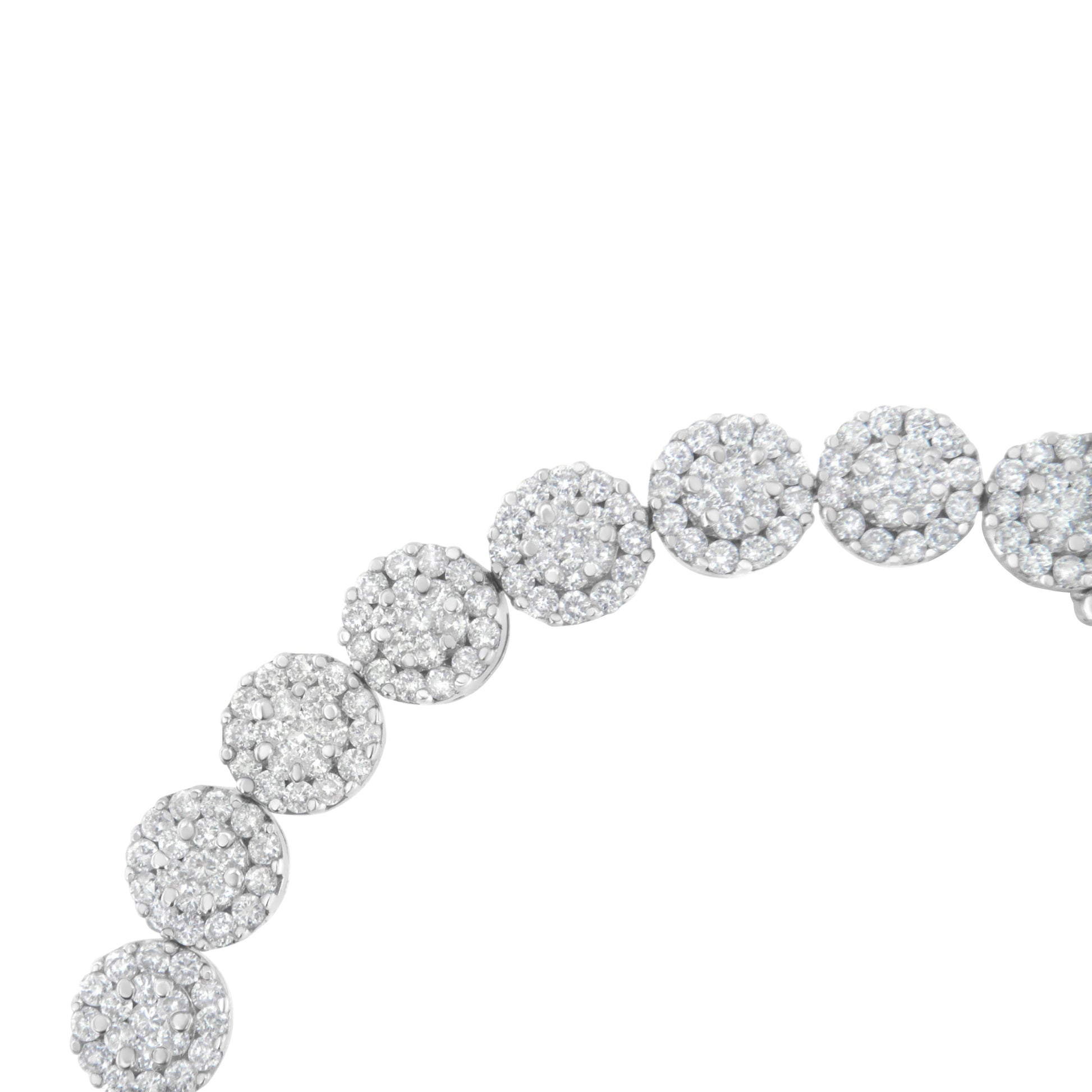 14K White Gold 3-3/4 Cttw Round-Brilliant Cut Diamond 7-1/4" Round Cluster Links Tennis Bracelet (I-J Color, SI2-I1 Clarity) Bids.com
