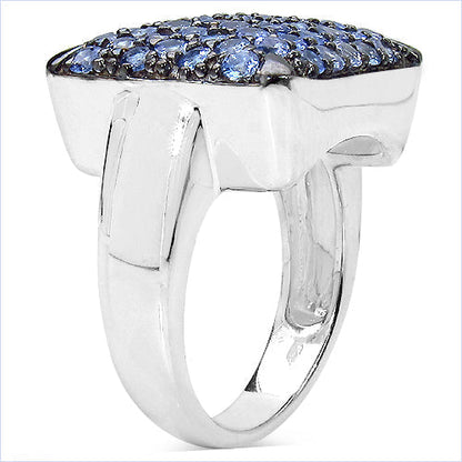 2.21 Carat Genuine Tanzanite .925 Sterling Silver Ring Bids.com