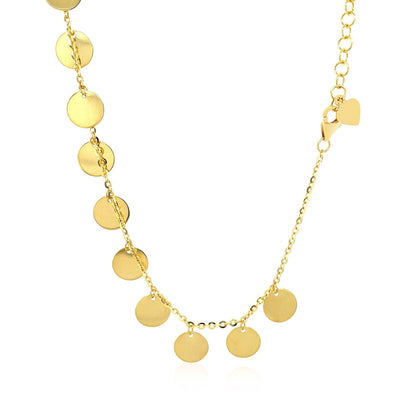 Choker Necklace with Polished Discs in 14k Yellow Gold Bids.com