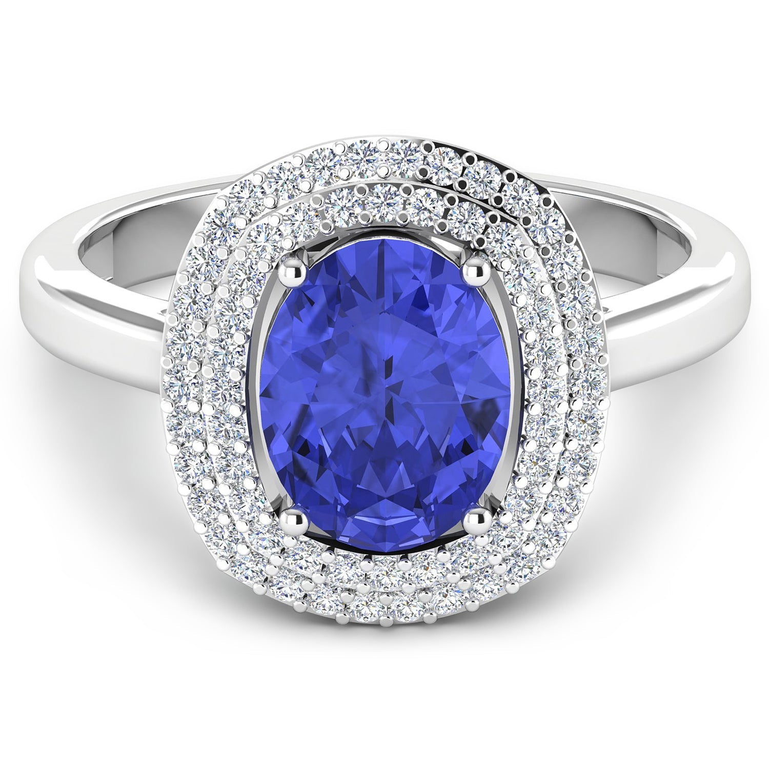 2.02 Carat Genuine Tanzanite and White Diamond 14K White Gold Ring Bids.com