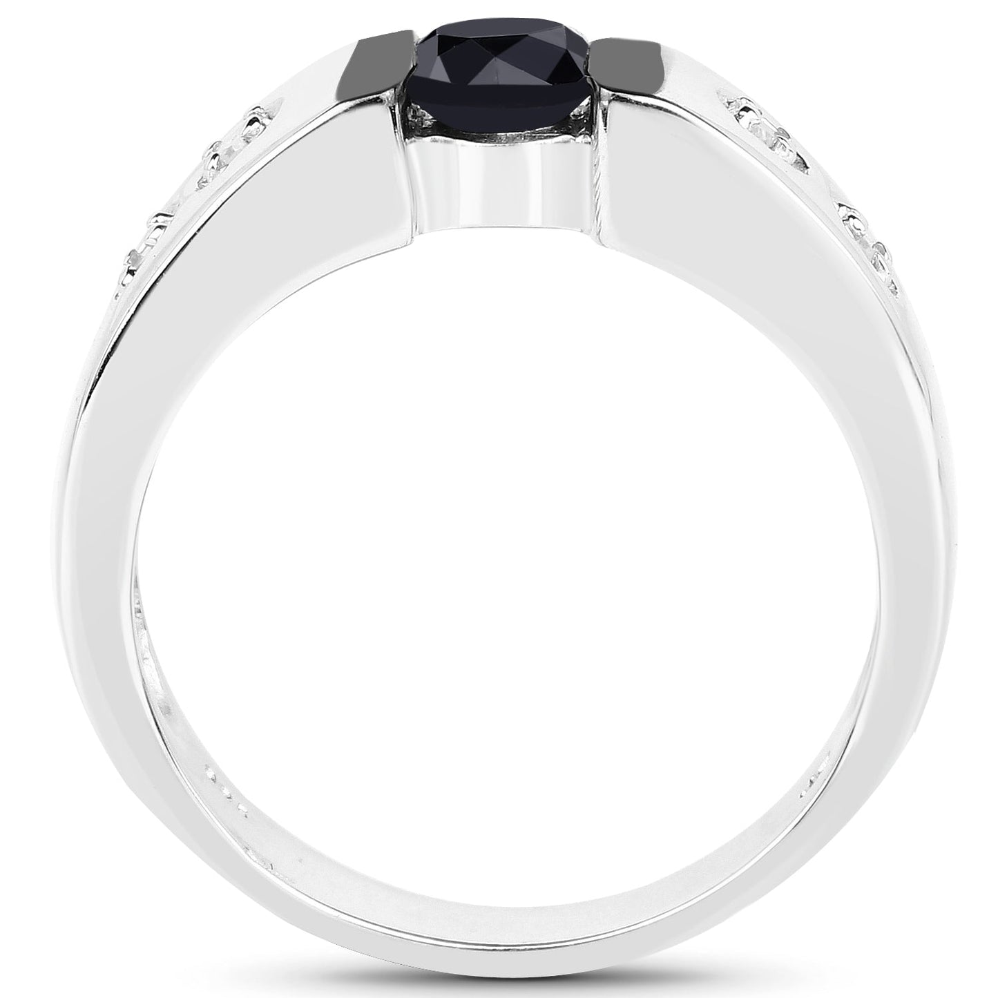 0.56 Carat Genuine Black Diamond and White Diamond .925 Sterling Silver Ring Bids.com
