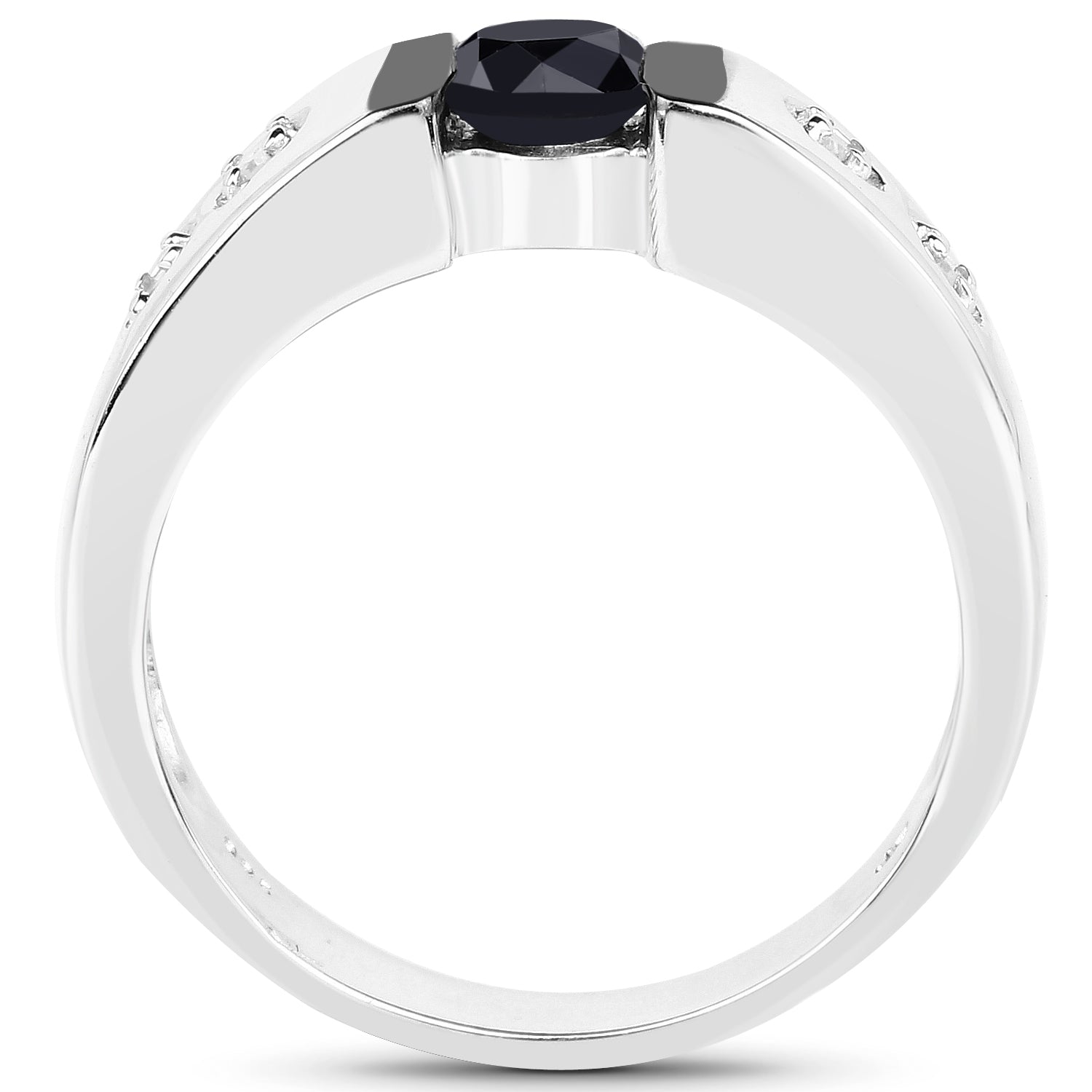0.56 Carat Genuine Black Diamond and White Diamond .925 Sterling Silver Ring Bids.com