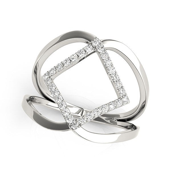 14k White Gold Interlaced Design Diamond Ring (1/5 cttw) Bids.com