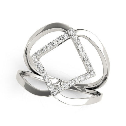 14k White Gold Interlaced Design Diamond Ring (1/5 cttw) Bids.com