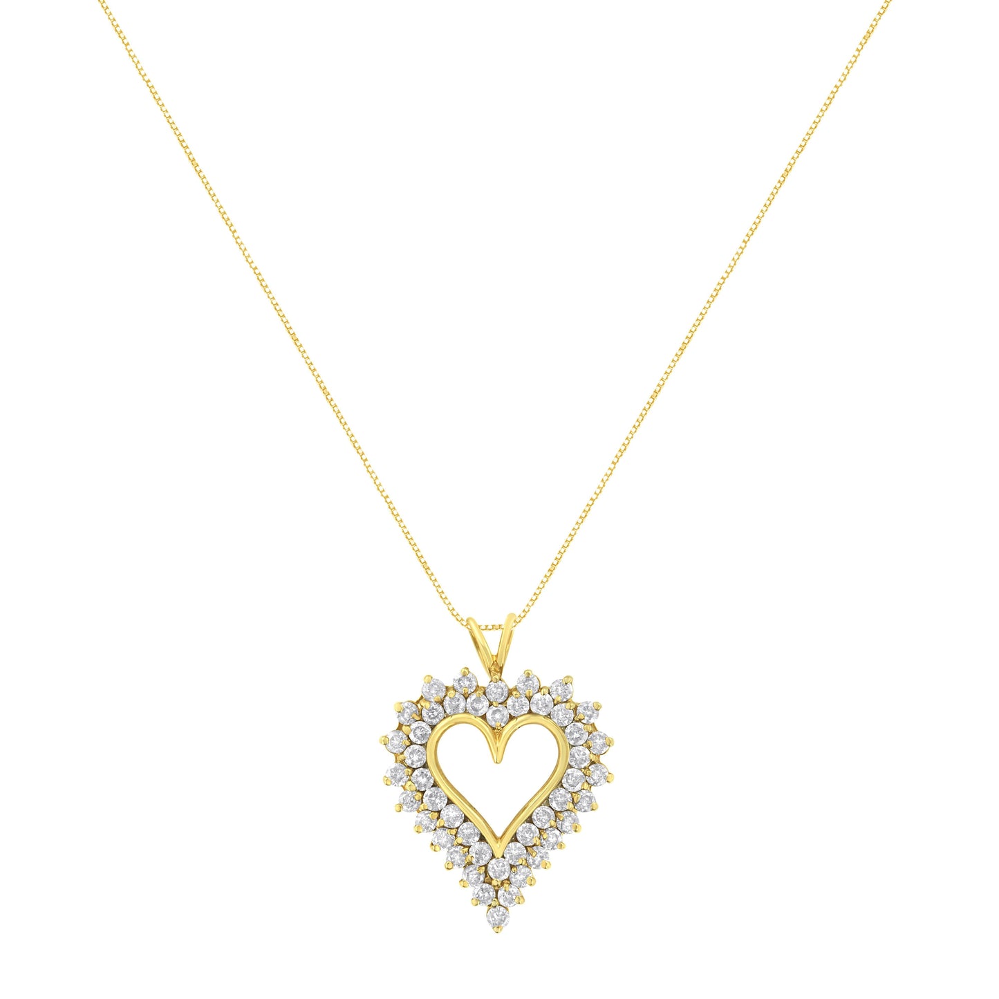 14K Yellow Gold .925 Sterling Silver 4 cttw Round-cut Diamond Cluster Heart Pendant Necklace (K-L Color, I1-I2 Clarity) Bids.com