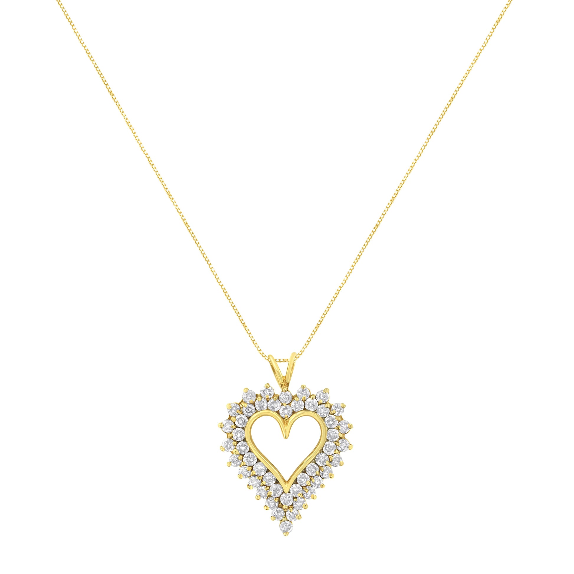 14K Yellow Gold .925 Sterling Silver 4 cttw Round-cut Diamond Cluster Heart Pendant Necklace (K-L Color, I1-I2 Clarity) Bids.com