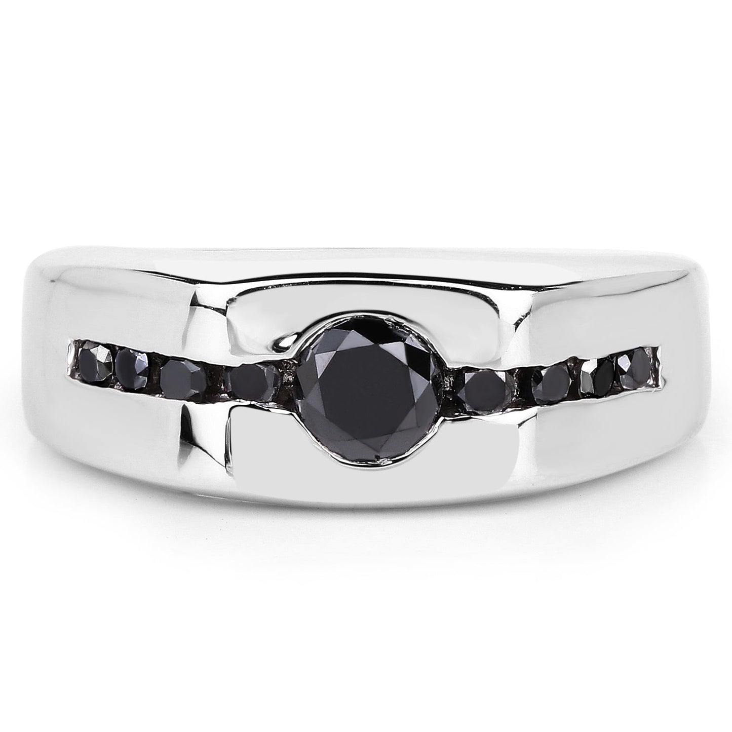 0.74 Carat Genuine Black Diamond .925 Sterling Silver Ring Bids.com