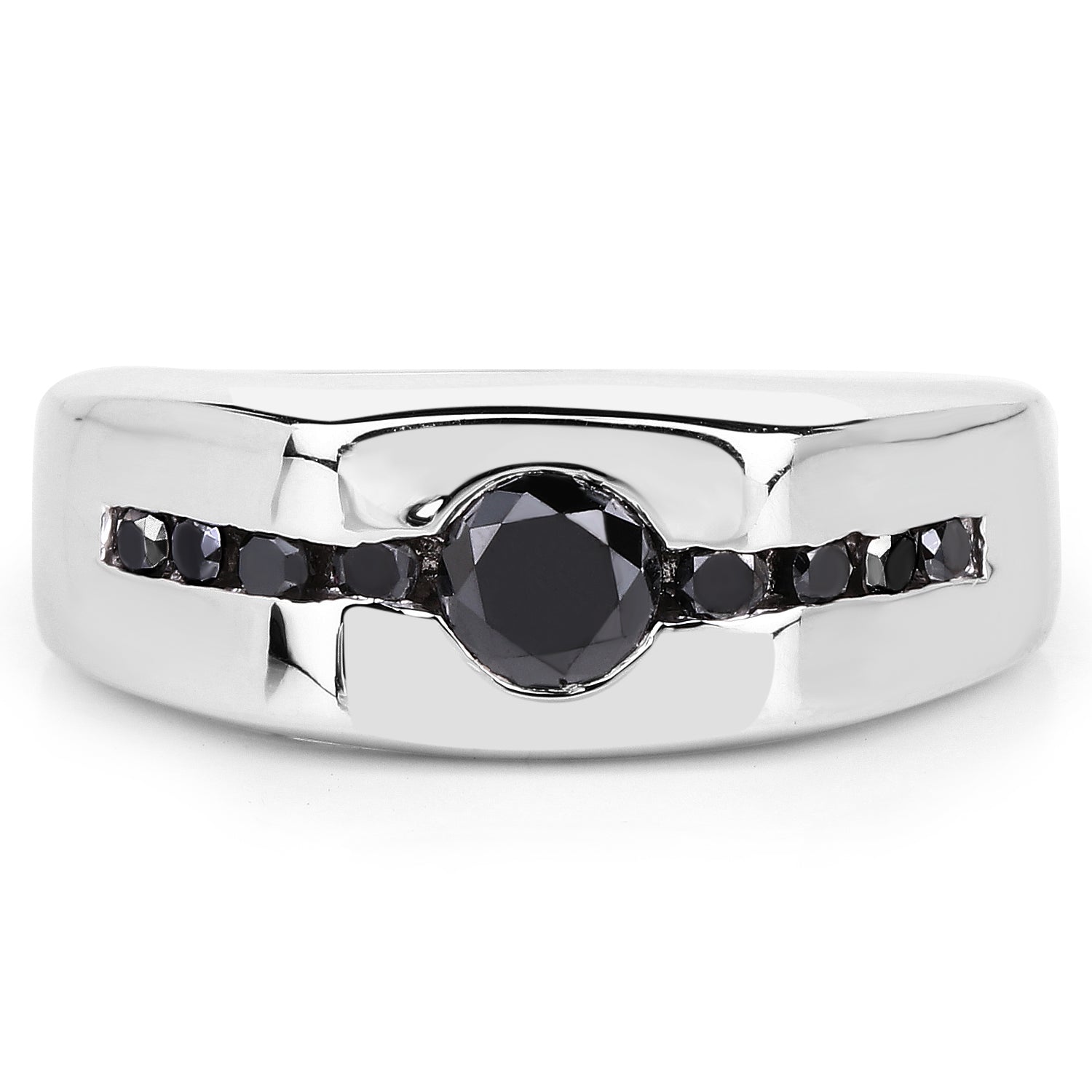 0.74 Carat Genuine Black Diamond .925 Sterling Silver Ring Bids.com
