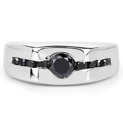 0.74 Carat Genuine Black Diamond .925 Sterling Silver Ring Bids.com