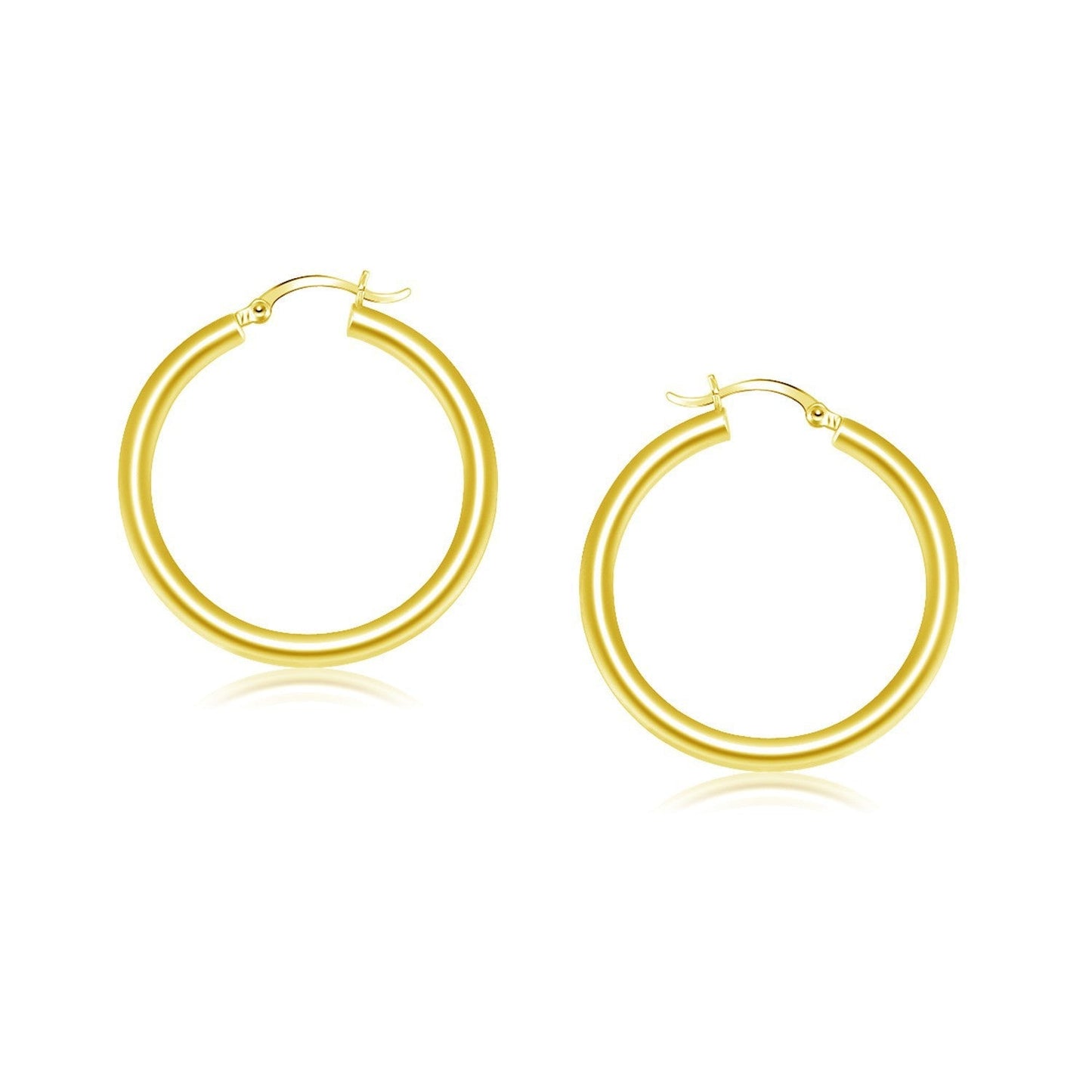 14k Yellow Gold Polished Hoop Earrings (25 mm) Bids.com